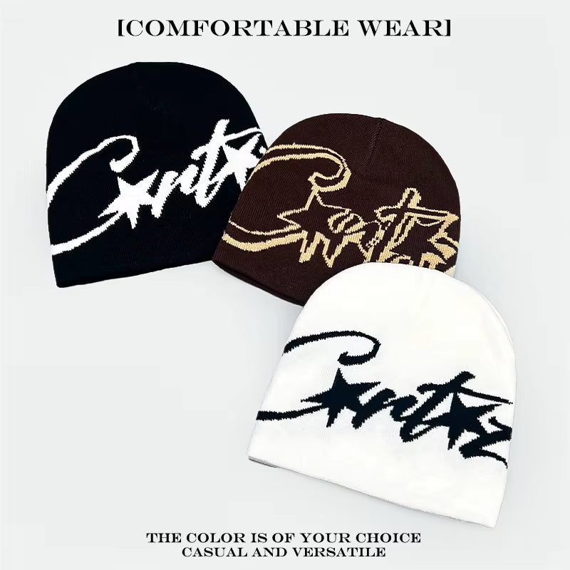 American Street Leopard Print Jacquard Letters Star Knitted Hats Warm Camo Men Women Fashion Personal Versatile Beanies Hip-Hop