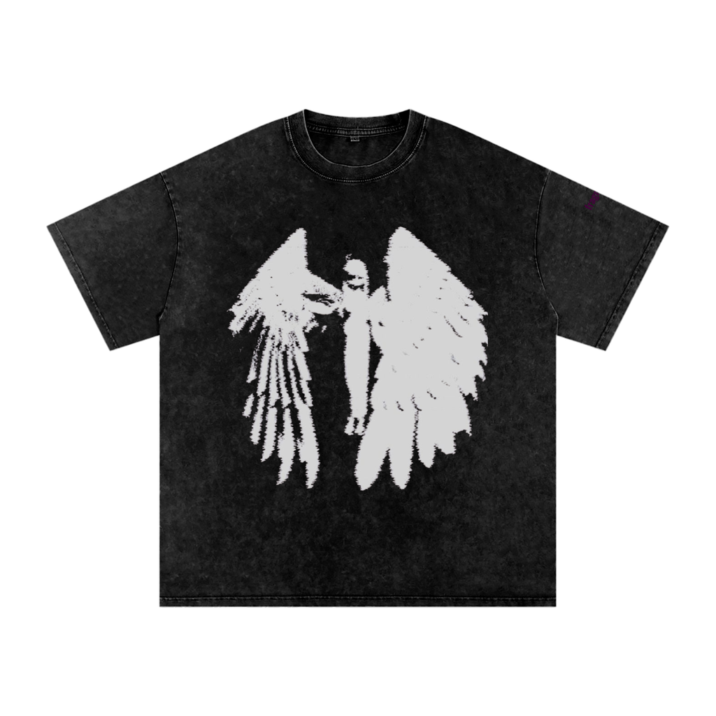 Angelic Snow Washed Oversized Cotton T-Shirt